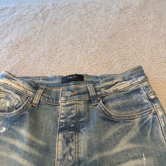 AMIRI Vintage Bandana Artpatch Jeans Clay Indigo 31x34” - Picture 6 of 16